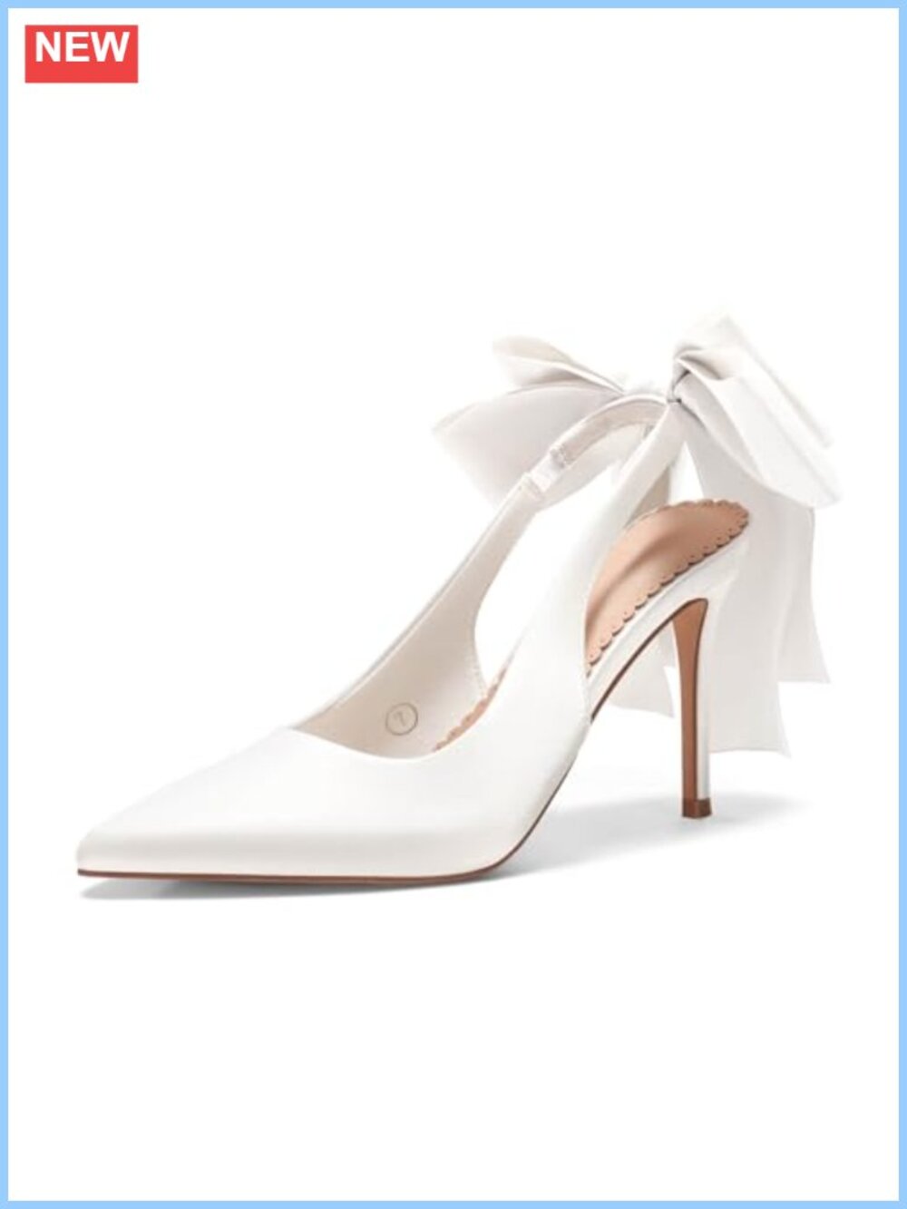 Satin Slingback High Heels Bow Closed Pointed Toe Stiletto Pump Wedding Bride